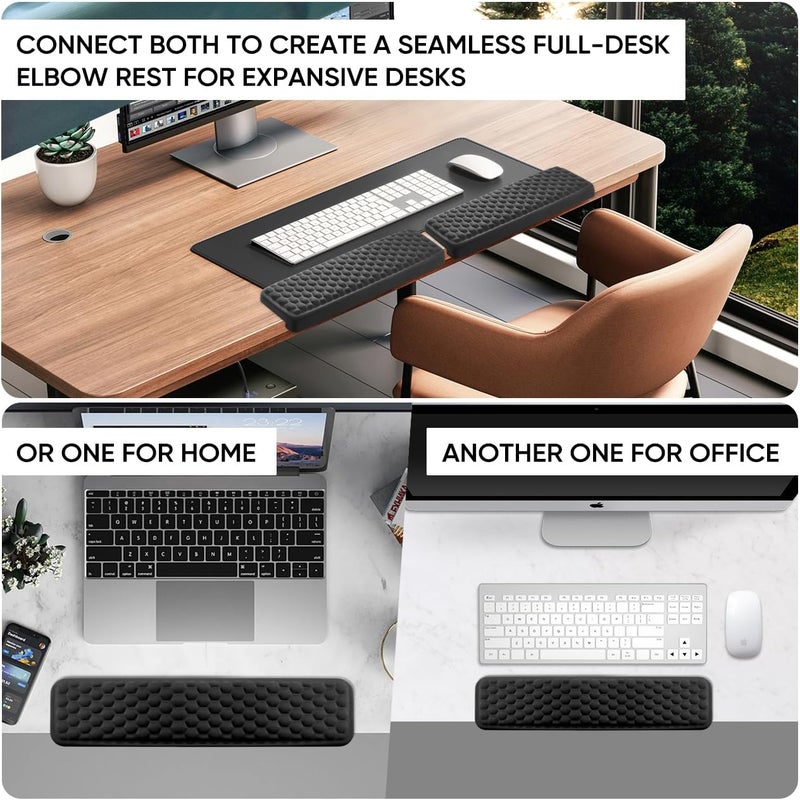 JIKIOU L-Shaped Desk Elbow Pad for Desk, Memory Foam Elbow Support Padding with Non-Slip, 2 Pack Ergonomic Desk Edge Cushion, Wrist Comfort Support for Office Home Black - Image 2